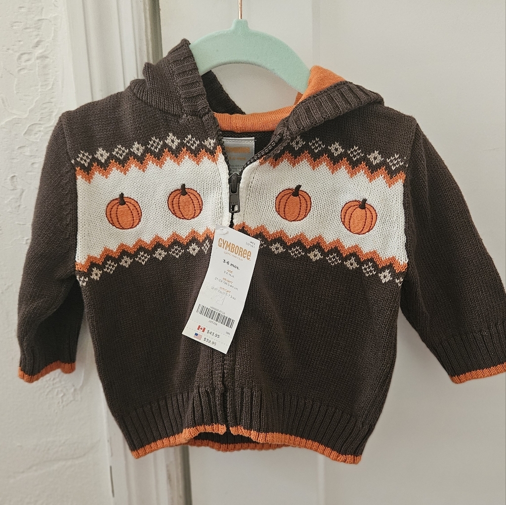 Gymboree Brown and Orange Pumpkin Hoodie
